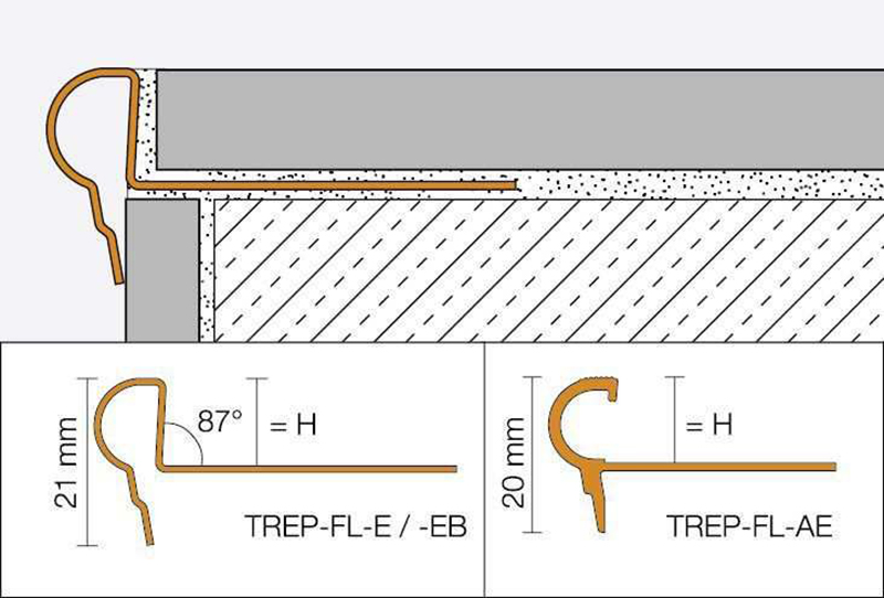 Mini Profilé pour nez de marches TREP-FL-AE 2.5M - Aluminium naturel anodisé mat 2