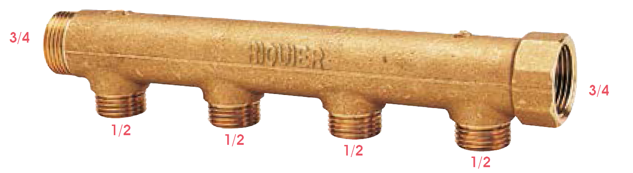 Collecteur composable MF 3/4, départ 1/2 Collecteur composable MF 3/4, départ 1/2