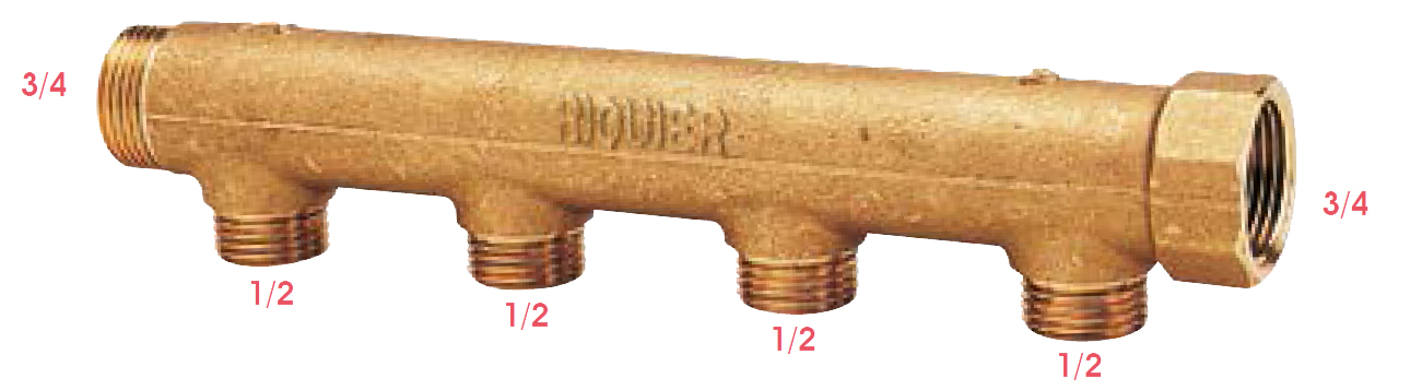 Collecteur composable MF 3/4, départ 1/2