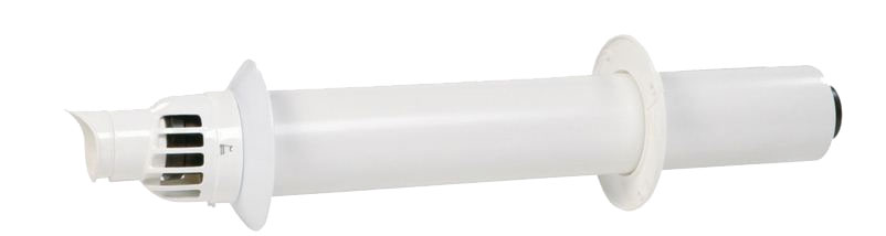 Terminal horizontal Rolux Condensation ø.60/100 mm long.800 mm excentrique Blanc