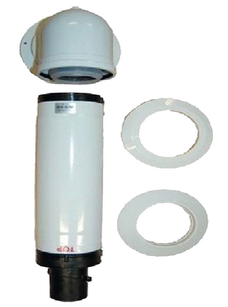 Terminal horizontal télescopique blanc avec prises de mesures Ø 80/125 mm, concerne tous les modèles à condensation