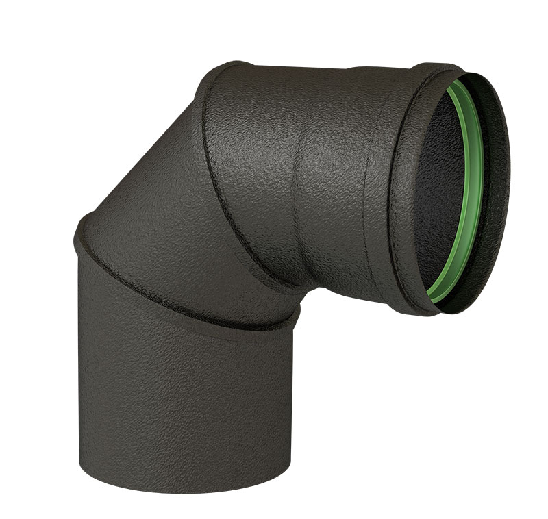 Coude 90° noir mat + joint fibre ø.80