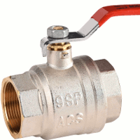 Vanne à sphère laiton chromé FF poignée plate rouge Vanne à sphère laiton chromé FF poignée plate rouge