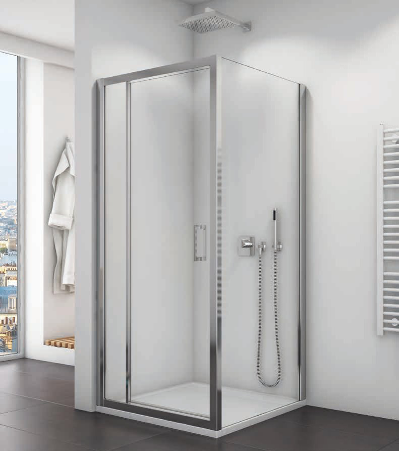 Paroi de douche TOP-LINE Porte pivotante et paroi fixe en ligne