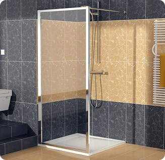 Paroi fixe ECO-LINE avec profilés poli brillant et verre transparent
