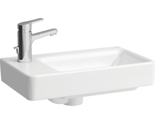 Lave-Mains LAUFEN PRO S blanc plage de robinetterie à gauche
