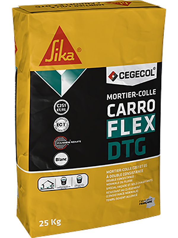 Mini Mortier-colle amélioré à double taux de gâchage CARROFLEX DTG 2