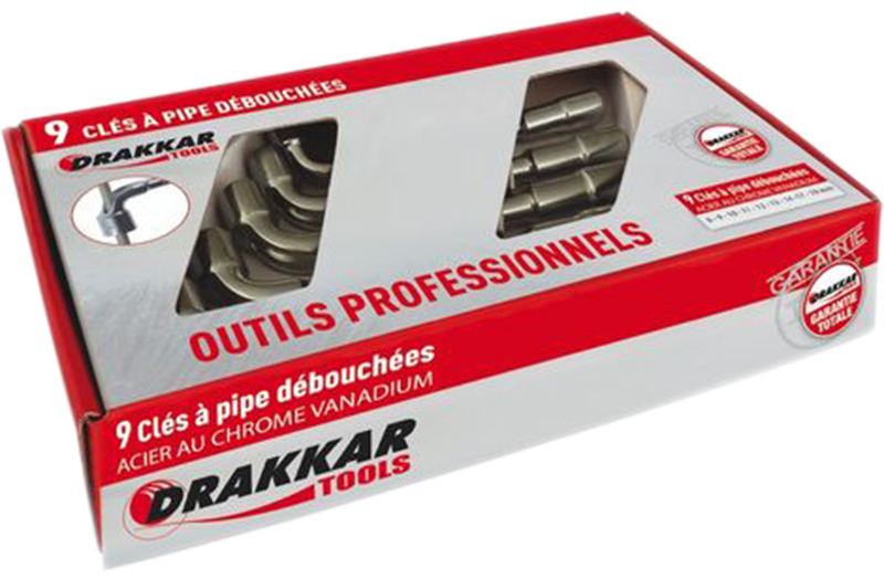 Coffret de 9 clés à pipe débouchées