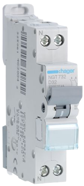 Disjoncteur 1P+N 6-10kA D-32A 1M