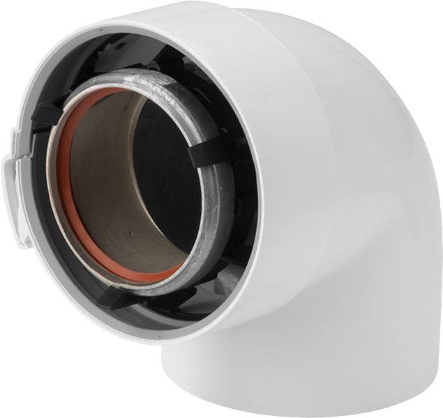 Coude 87° Rolux gaz Ø.80/125 mm ALU/PVC Blanc système Sekurit
