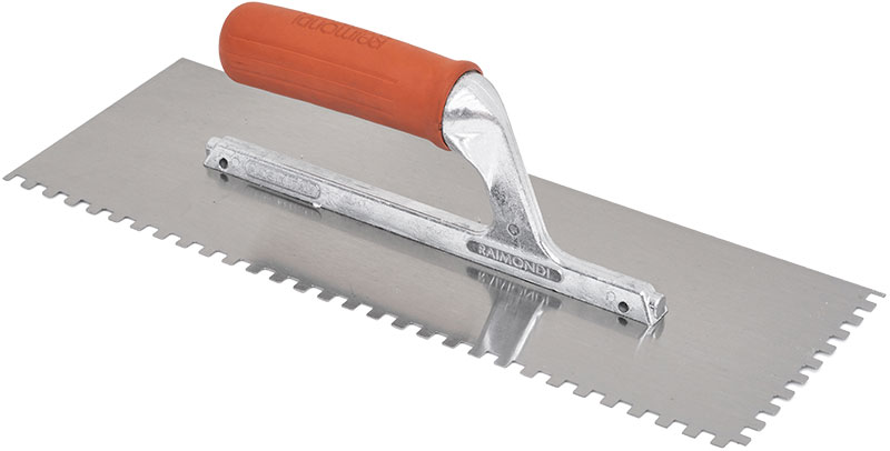 Platoir denté 36x13 cm - Dents carrées 6x6 mm - Manche en caoutchouc