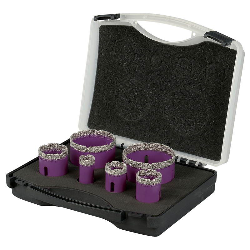 Coffret de 6 trépans diamant à sec