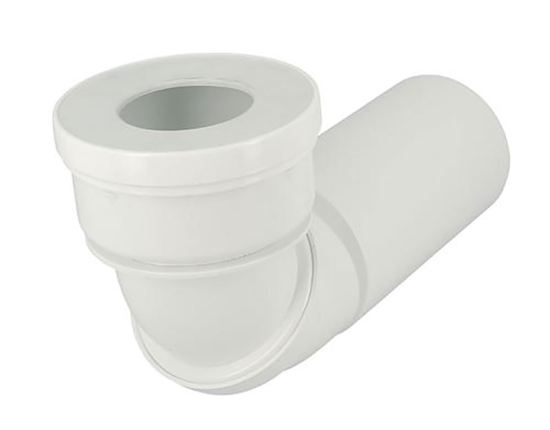 Pipe orientable de WC, droite/coudée, en PVC blanc