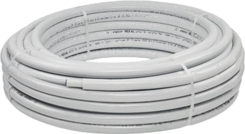 Tube multicouche PEXAL isolé avec gaine auto extinguible gris en couronne 1
