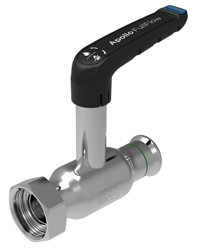 Vanne à bille FF Apollo FullFlow Inox Longue tige poignée L - Raccord écrou