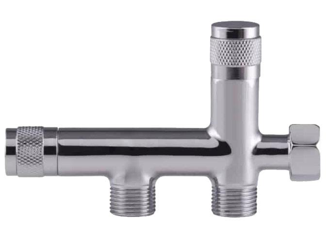 Robinet double voie, prise douchette chromé