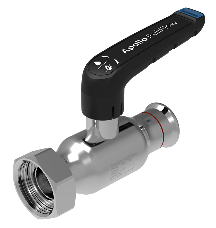 Vanne à bille FF Apollo FullFlow Carbone poignée L - Raccord écrou Vanne à bille FF Apollo FullFlow Carbone poignée L - Raccord écrou