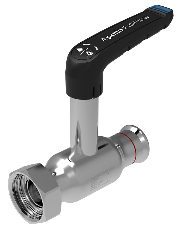 Vanne à bille FF Apollo FullFlow Inox Longue tige poignée L - Raccord écrou