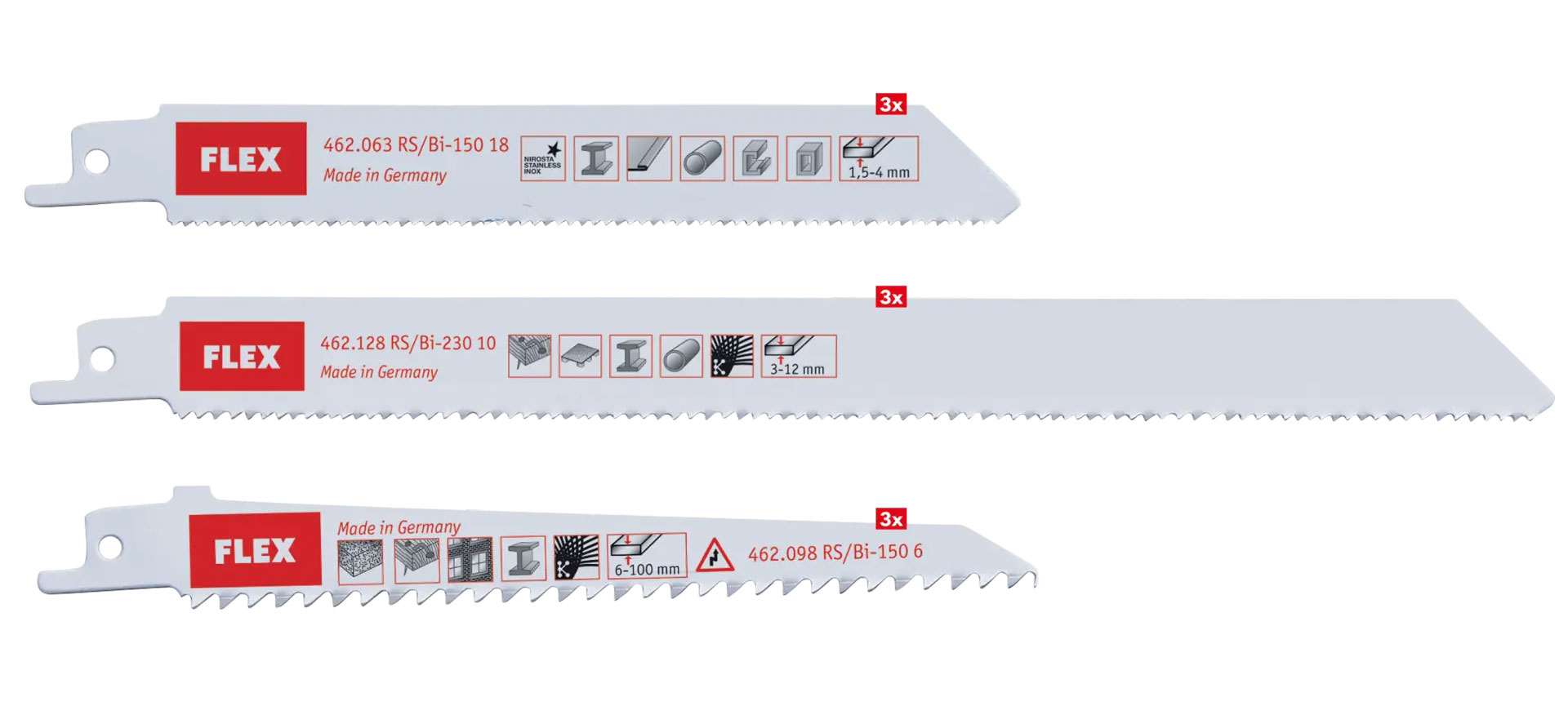 3 x Assortiment de lames de scie sabre pour PVC/Bois/Métaux