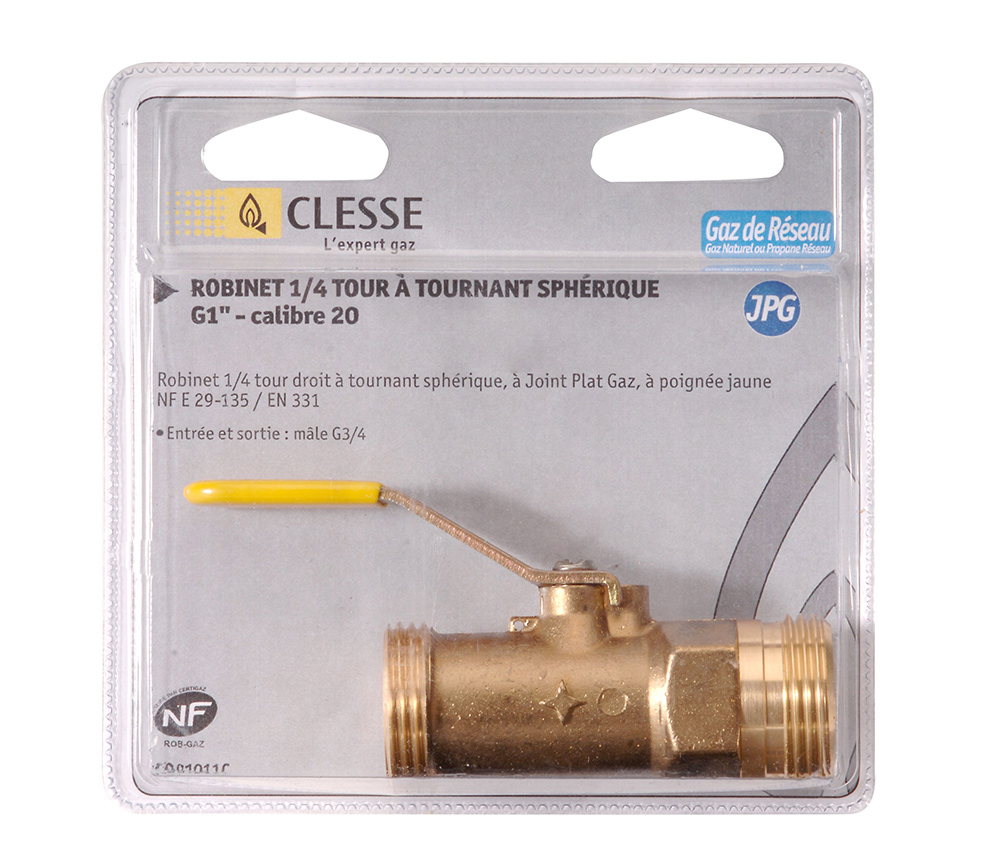 Robinet d’arrêt ¼ de tour à joint plat gaz - à poignée - sous coque Robinet d’arrêt ¼ de tour à joint plat gaz - à poignée - sous coque