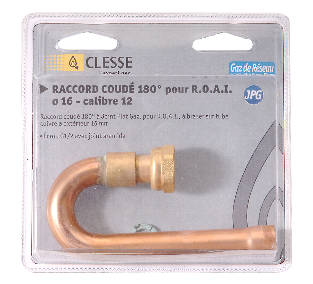 Raccord coudé 180° pour ROAI à braser sur tube cuivre - Sous coque