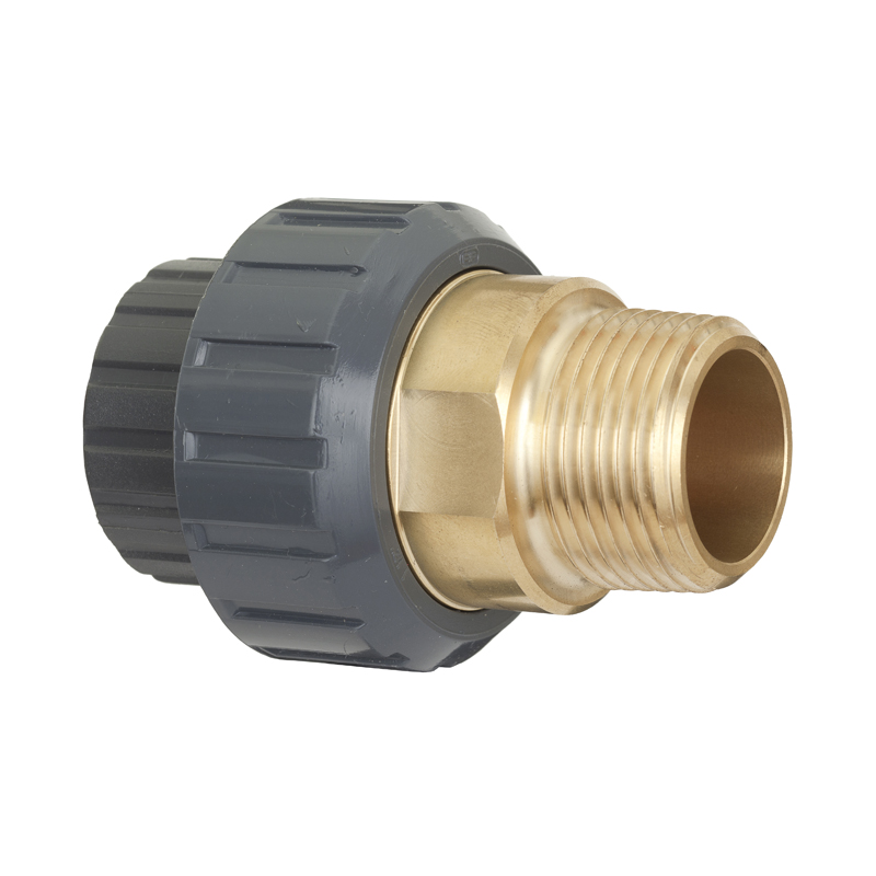 Union 3 pièces mixte PVC-U - Laiton - Femelle à coller