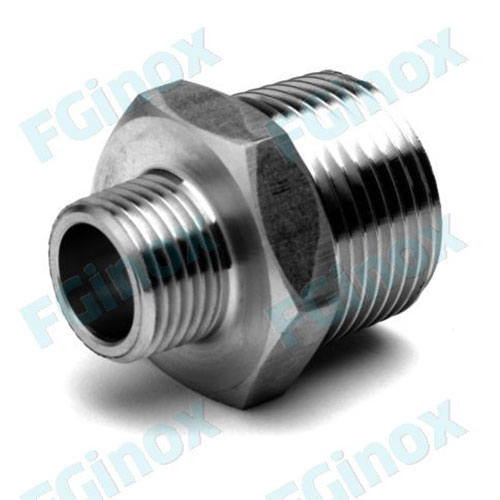 Réduction mâle/mâle usinée 1/2X3/8 GAZ/BSP Inox 316 L