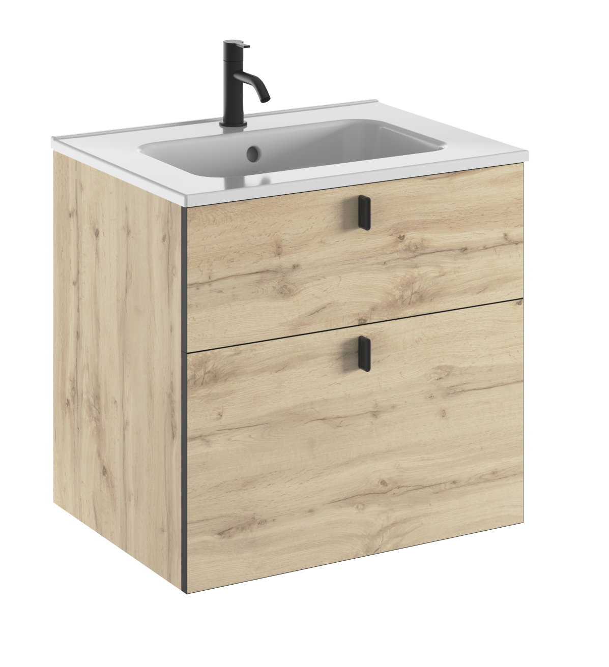 Meuble plan vasque céramique, 2 tiroirs 60 cm WIN