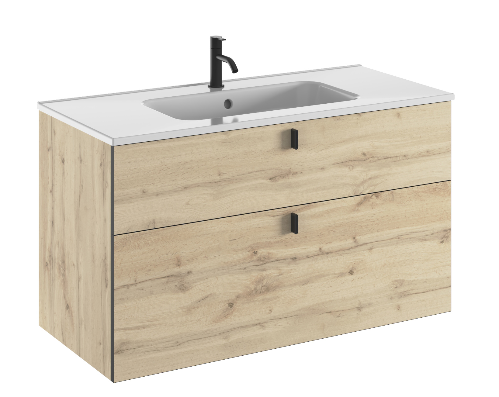 Meuble plan vasque céramique, 2 tiroirs 100 cm WIN