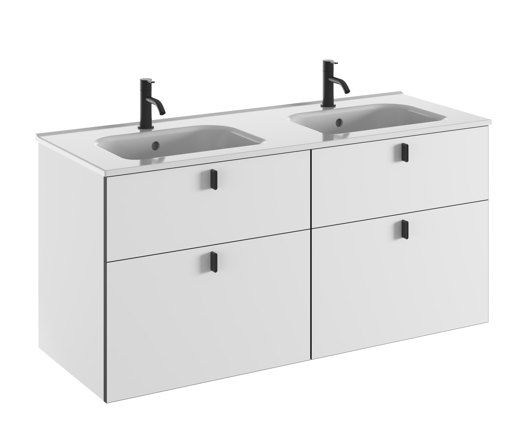 Meuble plan vasque céramique 4 tiroirs WIN 120 cm Blanc