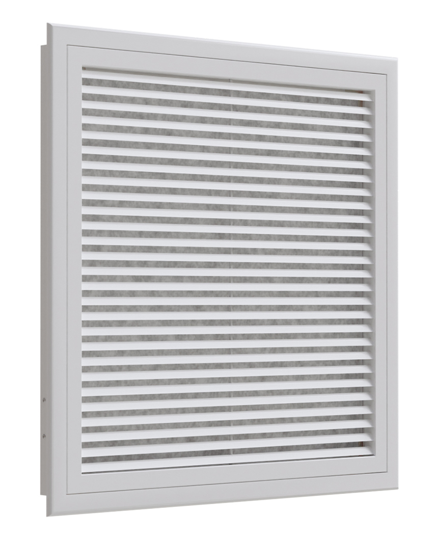 Grille de reprise porte-filtre à ailettes droites Grille de reprise porte-filtre à ailettes droites