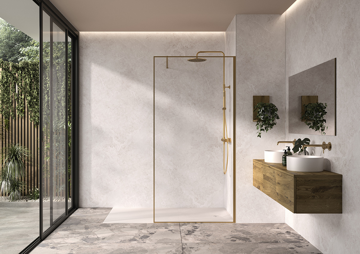 Panneau mural H.2500 mm, Marbre Nebbia