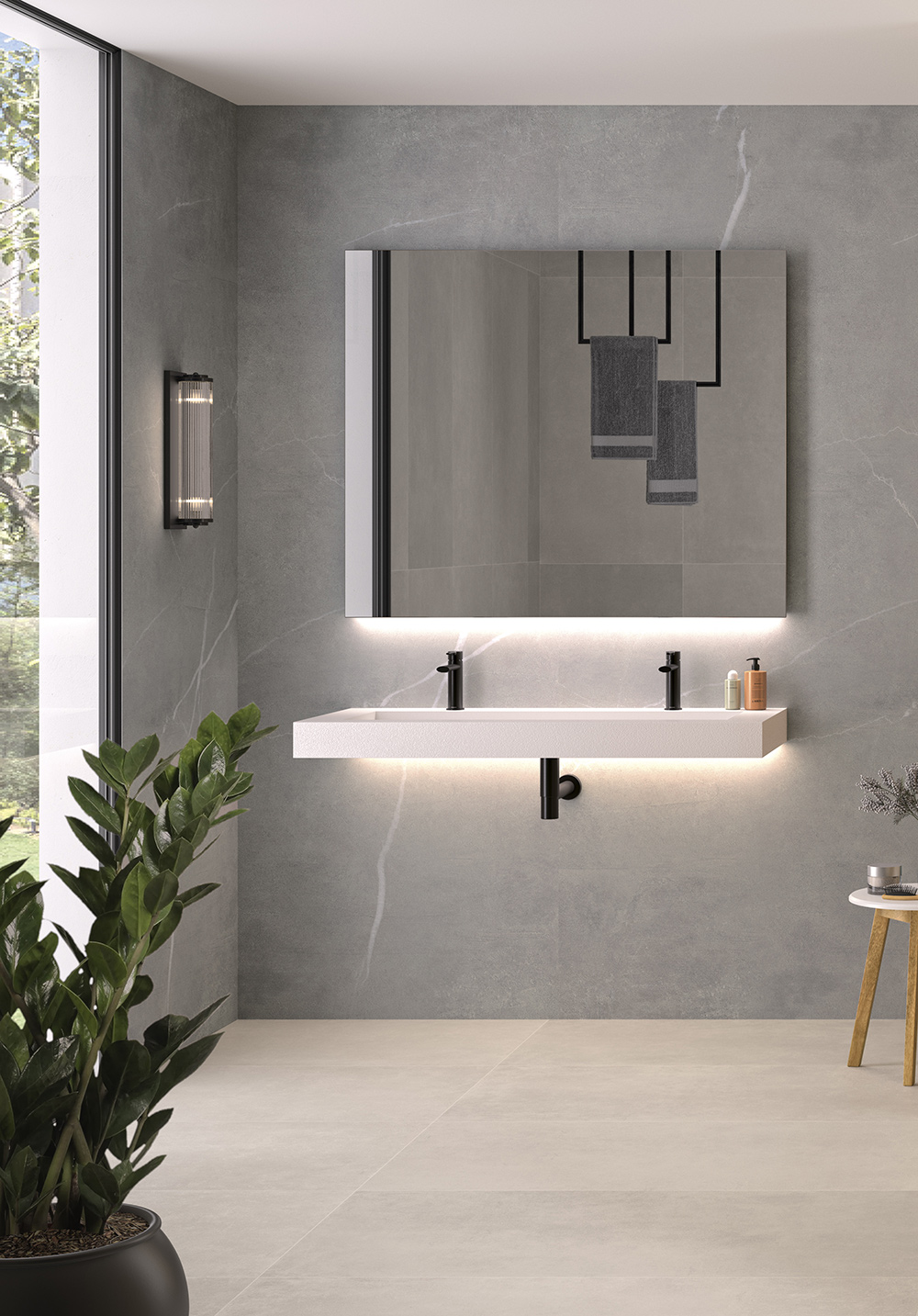 Panneau mural KINEWALL DESIGN 2500x1250 mm marbre gris galet