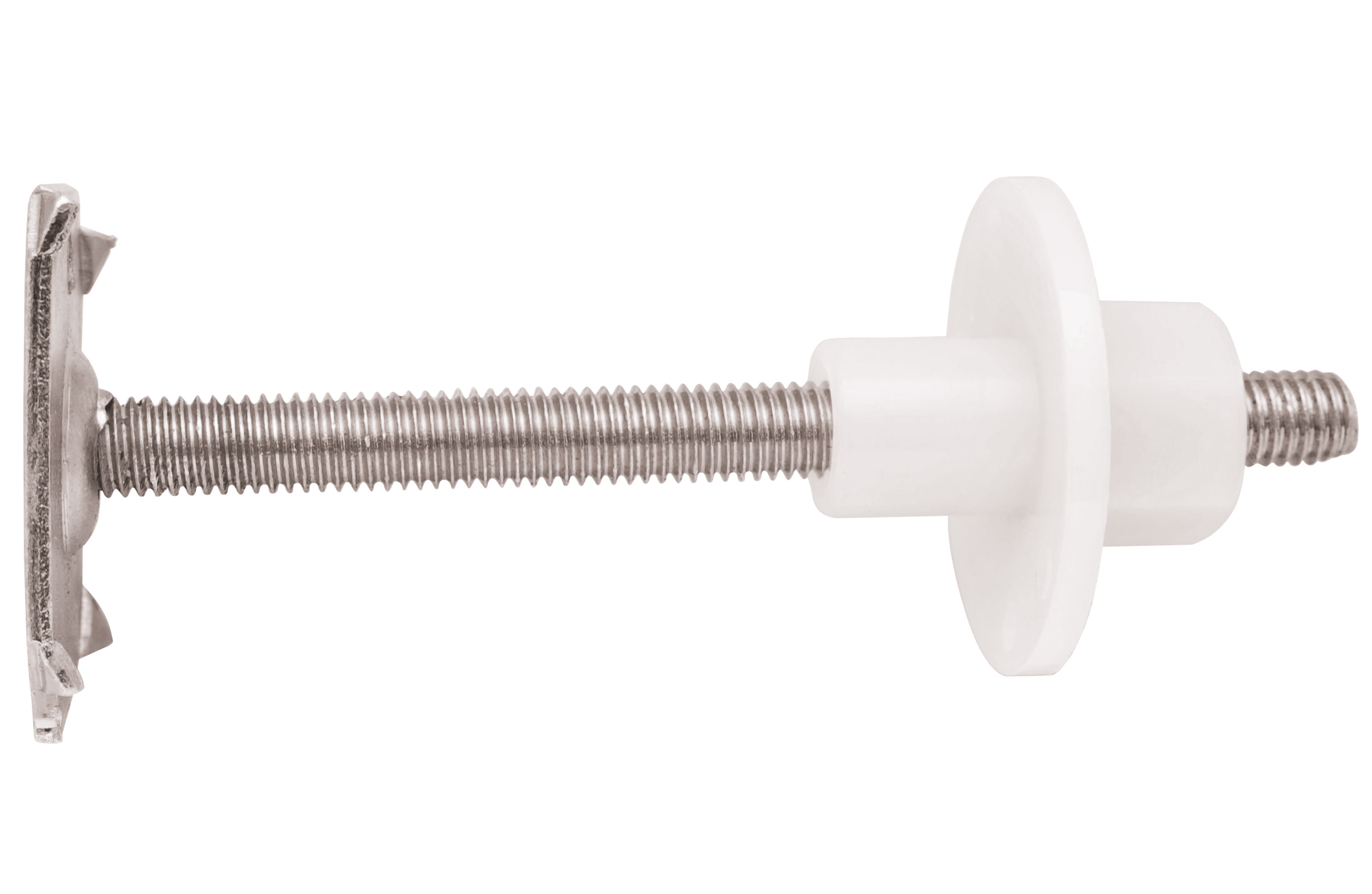 Fixation de lavabo et bidet suspendu au travers de paroi mince, 2 écrous BU M 8, 2 plaquettes soudées à des tiges de 8x120