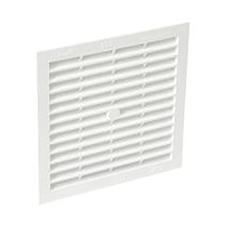 Grille d’aération classique à visser ou à coller carrée blanche 201 x 201 type 200 avec moustiquaire