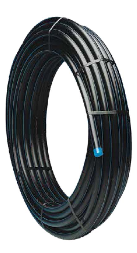 Tubes PE 80 bande bleue haute densité - couronnes PN 16 B - ø.ext 25 x ép.3m - C.50 m
