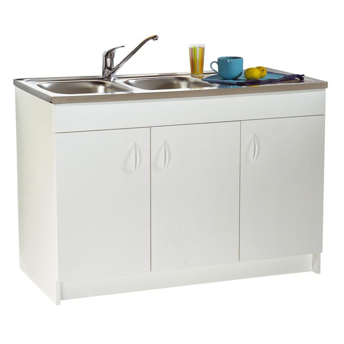 Meuble sous évier 3 portes PROGRES NF 120 cm blanc