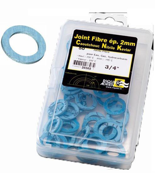 Boite joints fibre bleus épaisseur 2 mm pour eau, fuel, huile, air, T°<180°C