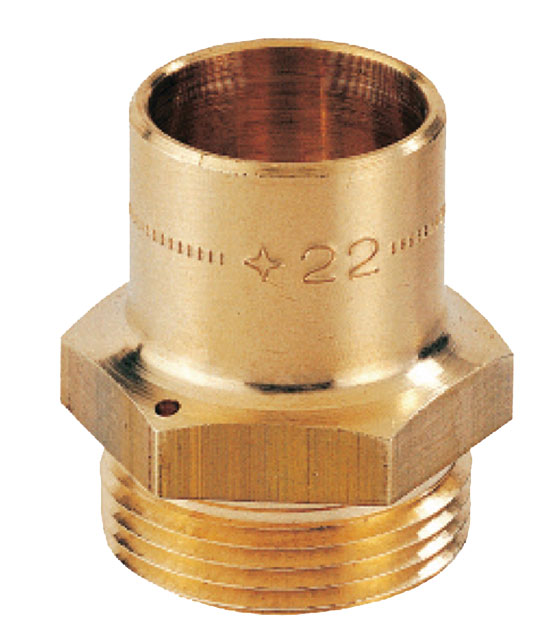 Mamelon droit joint plat compteur - plombable - à braser sur cuivre Cal 32 - entrée mâle 10/32 - sortie cuivre 35