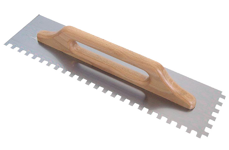 Platoir à colle dents carrées poignée en bois 48x13 cm