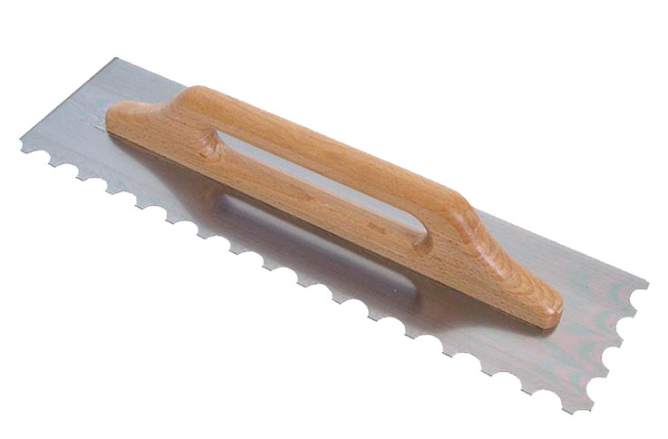 Platoir à colle dents arrondies poignée en bois 48x13 cm