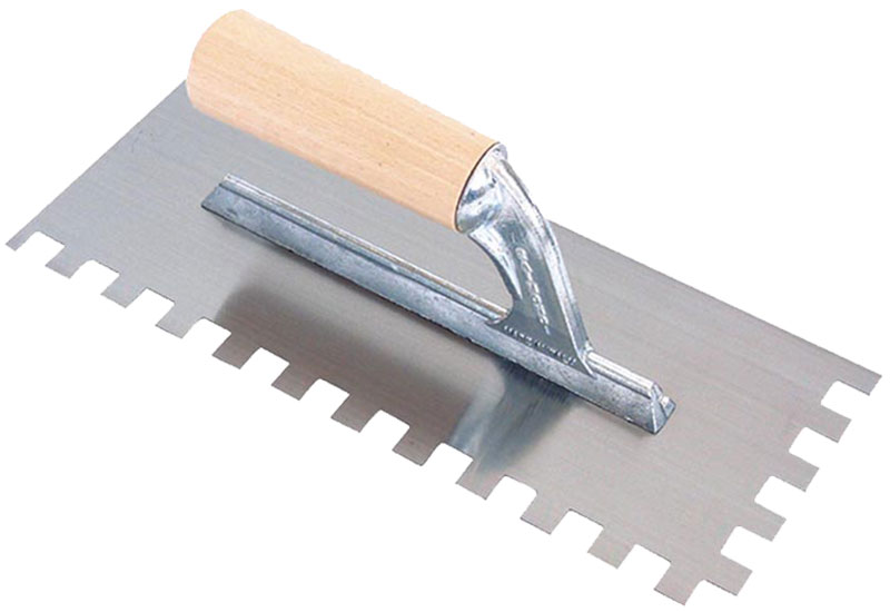 Platoir dents carrées 28x12 cm avec manche en bois