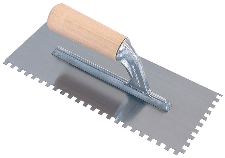 Platoir denté 28x12 cm - Dents carrées 6x6 mm - Manche en bois